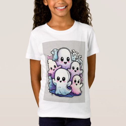 Chic Haunts Trendy Ghost Design for Girls Tees T_Shirt