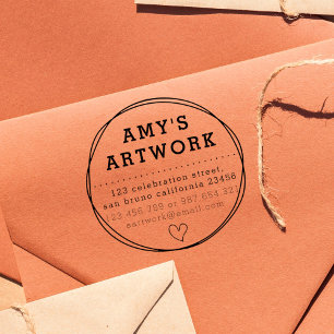 Chic Heart Custom Company Name & Return Address Rubber Stamp