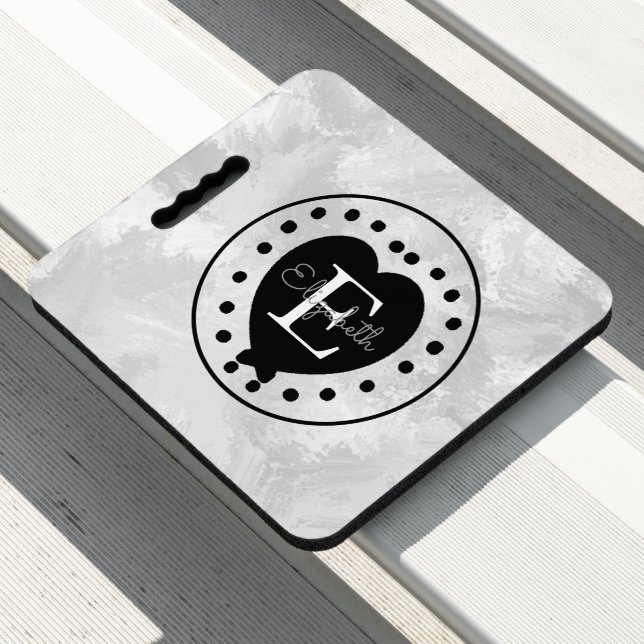 Chic Heart Initial Letter Monogram Black White Seat Cushion (In Situ)