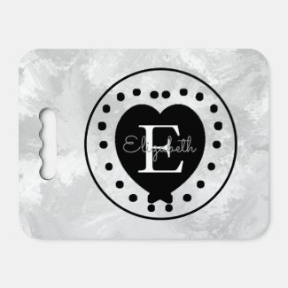 Chic Heart Initial Letter Monogram Black White