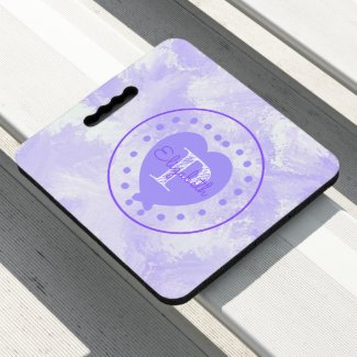 Chic Heart Initial Letter Monogram Purple White