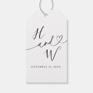 Chic Heart Initials Wedding Gift Tags Favor Labels