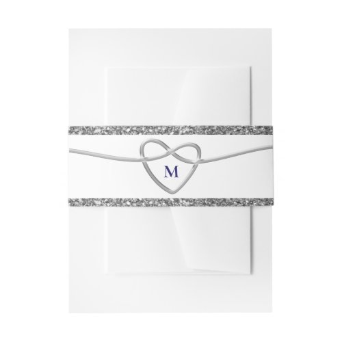 Chic Heart Monogram Wedding Invitation Belly Band