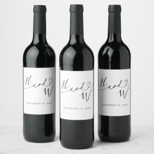Chic Heart Monogram Wine Labels Wedding Decor