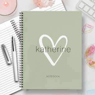 Chic Heart on Sage Green  Notebook