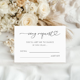 Chic Heart Script Wedding Minimalist Song Request Enclosure Card