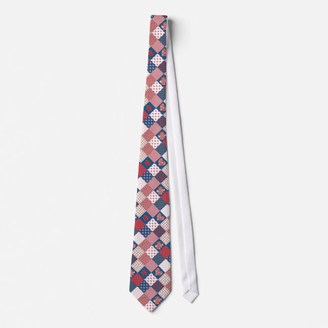 Chic Hearts and Roses Patchwork Unisex Necktie (Front)