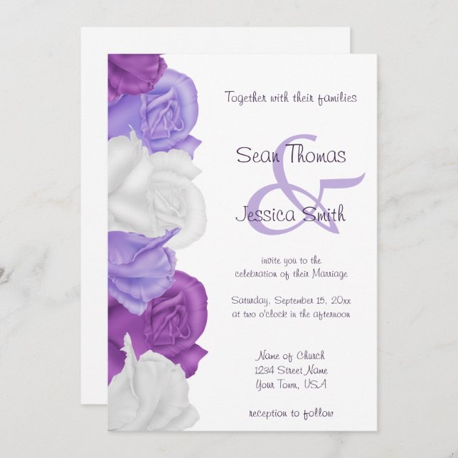 Chic Heirloom Roses Wedding Invitation (Front/Back)