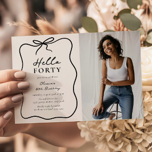 Chic Hello Forty' Photo 40th Birthday Party Invitation