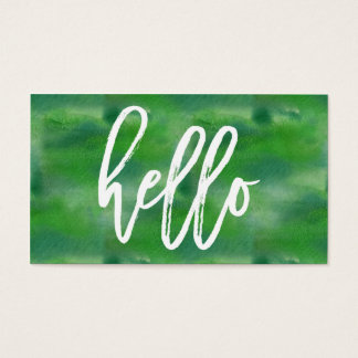 Chic Hello Green Watercolor | Business Card