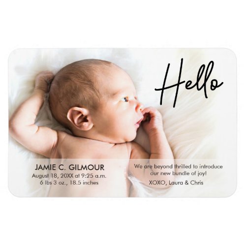 Chic Hello Introducing Baby with Photo Name Magnet