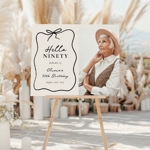 Chic Hello Ninety' Photo 90th Birthday Party Foam Board