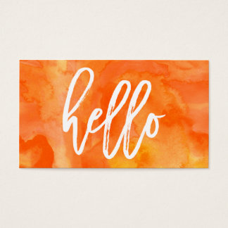 Chic Hello Orange Watercolor | Business Card