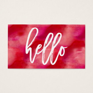 Chic Hello Red Watercolor | Business Card