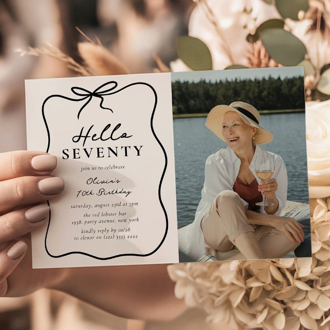 Chic Hello Seventy' Photo 70th Birthday Party Invitation (Creator Uploaded)