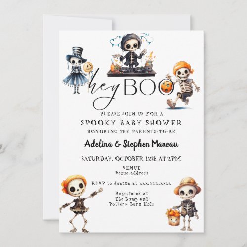 Chic Hey Boo Halloween Spooky Costume Baby Shower Invitation