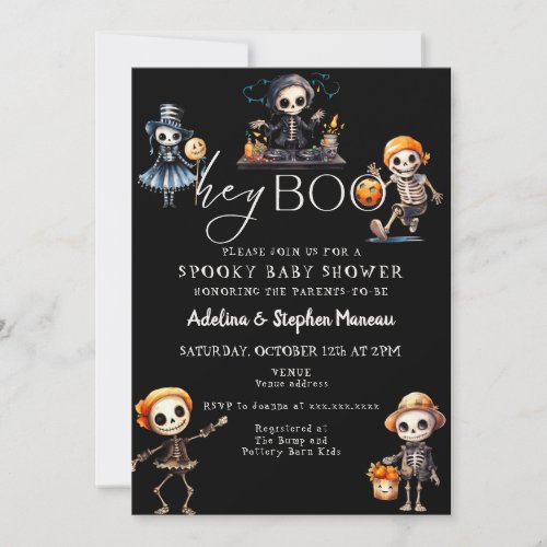 Chic Hey Boo Halloween Spooky Costume Baby Shower Invitation