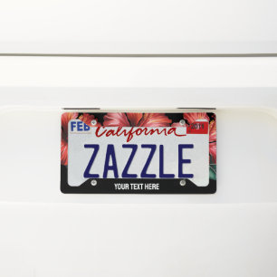 Chic Hibiscus Floral License Plate Frame