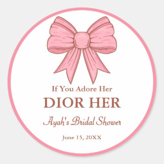 Chic High End Perfume Theme Pink Bow Party Favor Classic Round Sticker