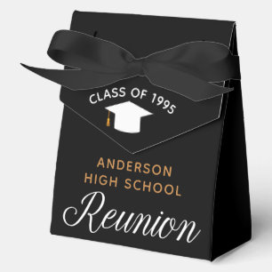 Chic High School Reunion Black Gold Party Favor Boxes
