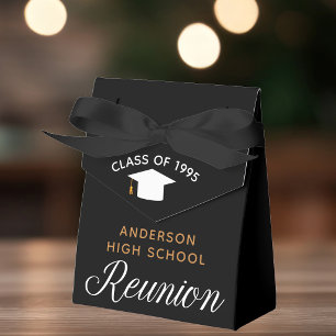 Chic High School Reunion Black Gold Party Favor Boxes