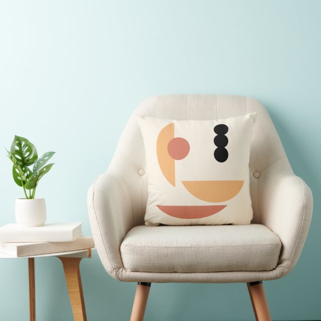 Chic Hip Abstract Red Sun Black Moon Fusion Art Throw Pillow (Chair)