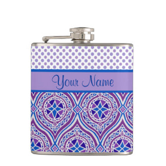 Chic Hip Flask to Personalize: Mauve, Blue