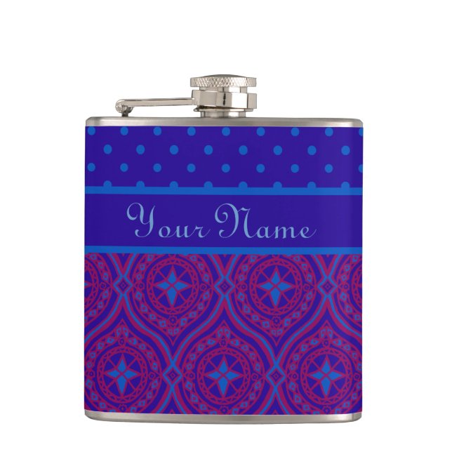 Chic Hip Flask to Personalize: Purple and Blue (Front)