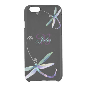 Chic Hipster Dragonfly n Monogram Clear iPhone 6/6S Case