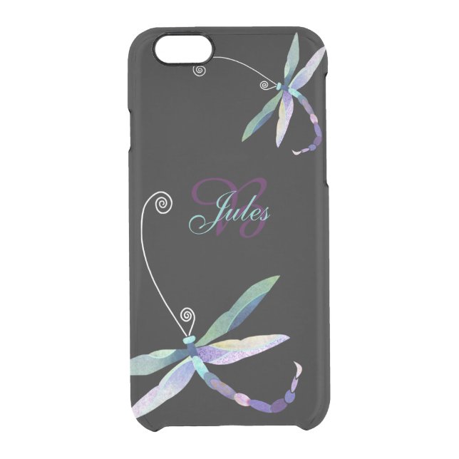 Chic Hipster Dragonfly n Monogram Uncommon iPhone Case (Back)