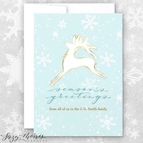 Chic Holiday Dancer on Blue Flat Tall Holiday Card