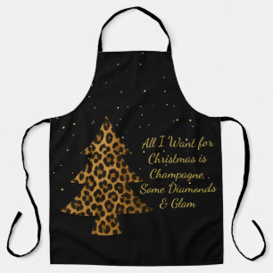 Chic Holiday Leopard Tree Design Apron