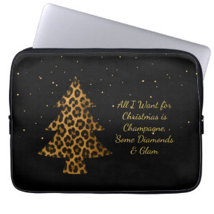 Chic Holiday Leopard Tree Design Laptop Sleeve