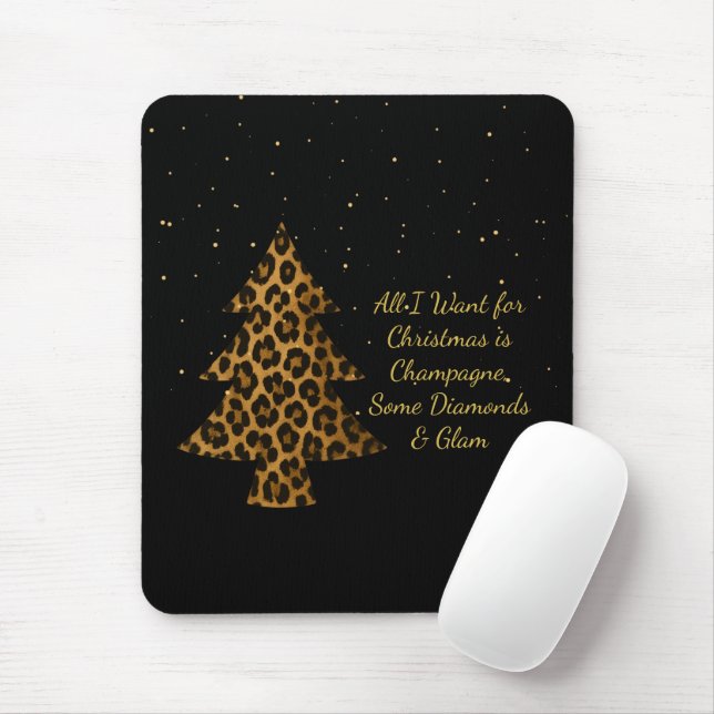 Chic Holiday Leopard Tree Design Mouse Pad (With Mouse)