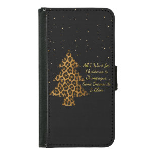 Chic Holiday Leopard Tree Design Samsung Galaxy S5 Wallet Case