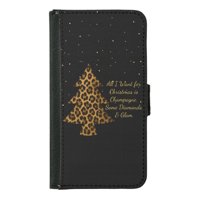 Chic Holiday Leopard Tree Design Samsung Galaxy Wallet Case (Front)