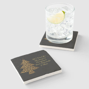 Chic Holiday Leopard Tree Design Stone Coaster