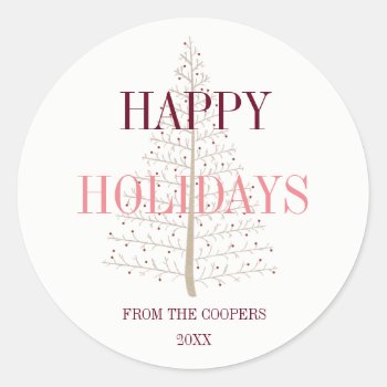 Chic Holiday Tree Personalized Sticker by DesignsActual at Zazzle
