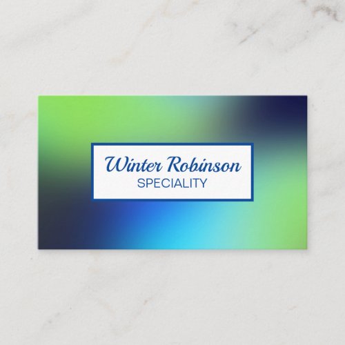 Chic holographic blue green turquoise with frame business card