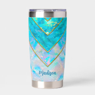 Chic holographic girly stylish blue insulated tumbler
