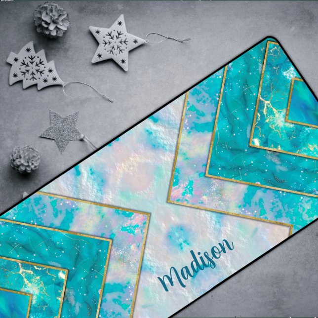 Chic holographic girly stylish blue sketchbook desk mat (Creator Uploaded)