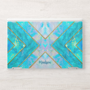 Chic holographic girly stylish blue sketchbook HP laptop skin
