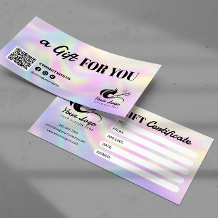 Chic Holographic Hair Salon Logo Gift Certificate