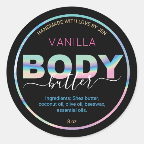 Chic Holographic Handmade Body Butter Labels