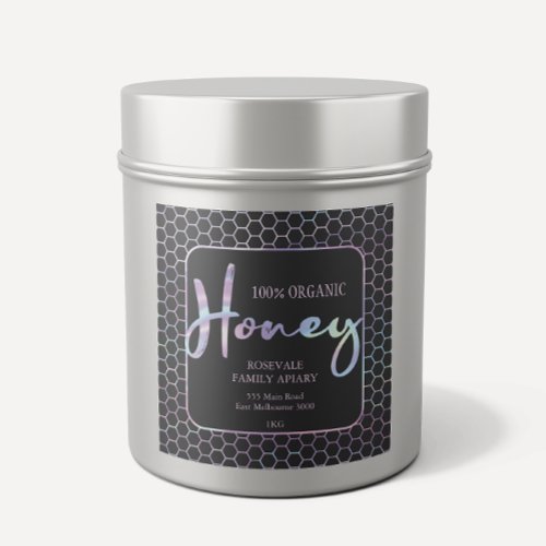 Chic Holographic Honeycomb Honey Apiary Label