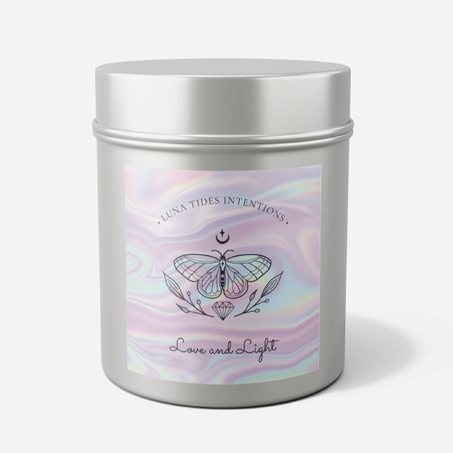 Chic Holographic Magical Intention Candles Label (Creator Uploaded)