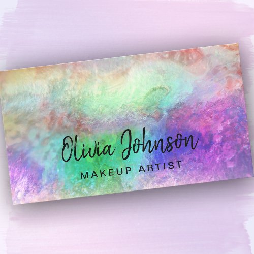 Chic Holographic Opal Stone Business Card