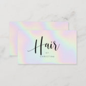 Chic holographic rainbow unicorn hair script business card (Front/Back)