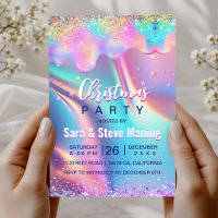 Chic holographic unicorn drips glitter Christmas