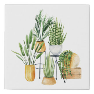 Chic home decor plants faux canvas print